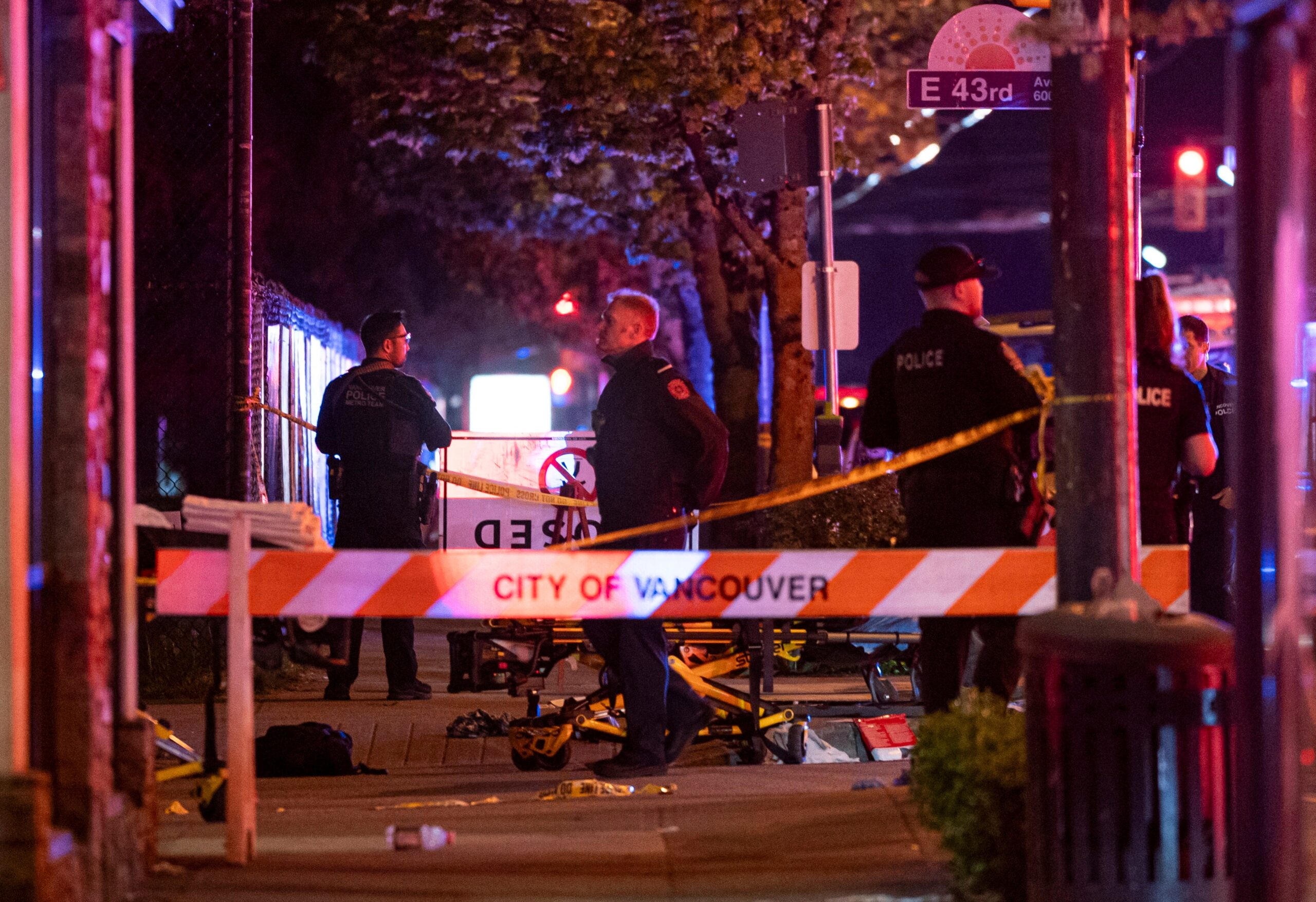Vancouver police secure the scene after a car drove into a crowd at the Lapu Lapu Festival in Vancouver, British Columbia