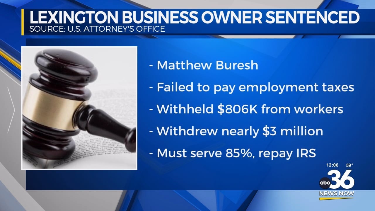 Lexington business owner sentenced on tax evasion – WTVQ