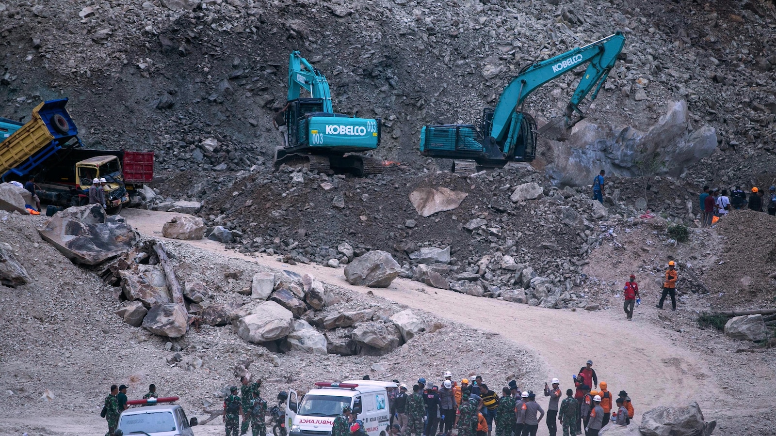 Officials say at least 10 people are dead and 6 are missing after stone quarry collapse in Indonesia