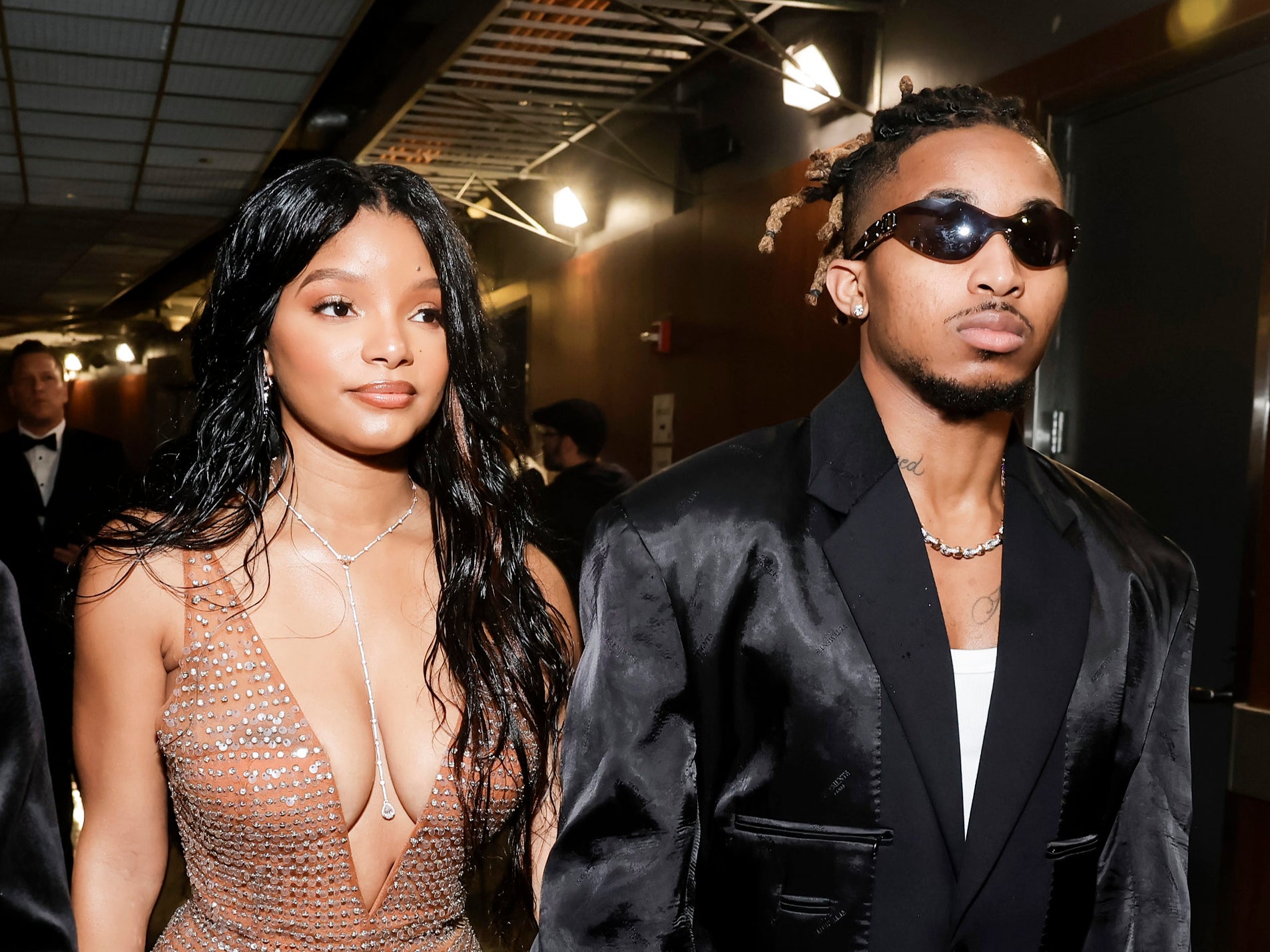 Halle Bailey and DDG attend the 66th GRAMMY Awards at Crypto.com Arena on February 04, 2024 in Los Angeles, California. (Photo by Emma McIntyre/Getty Images for The Recording Academy)