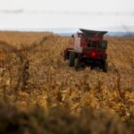 A farmer harvests crops in Wisconsin