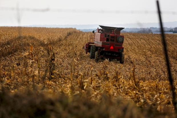 A farmer harvests crops in Wisconsin