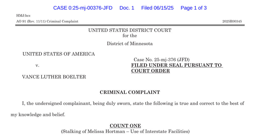Read the Federal Complaint Against Man Charged in Minnesota Assassination