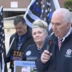 Representative James Desana announcing proposed Bill 4404 outside Schurr trial